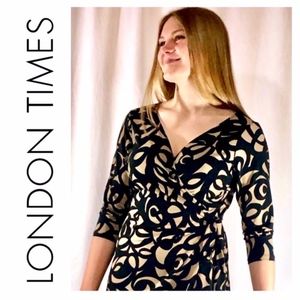 London Times Print Wrap Dress